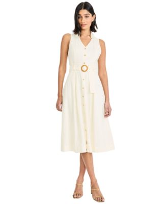 Women's V-Neck Collared Midi Dress
