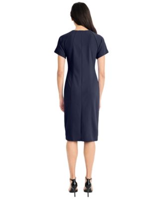 Women's Short-Sleeve Sheath Midi Dress