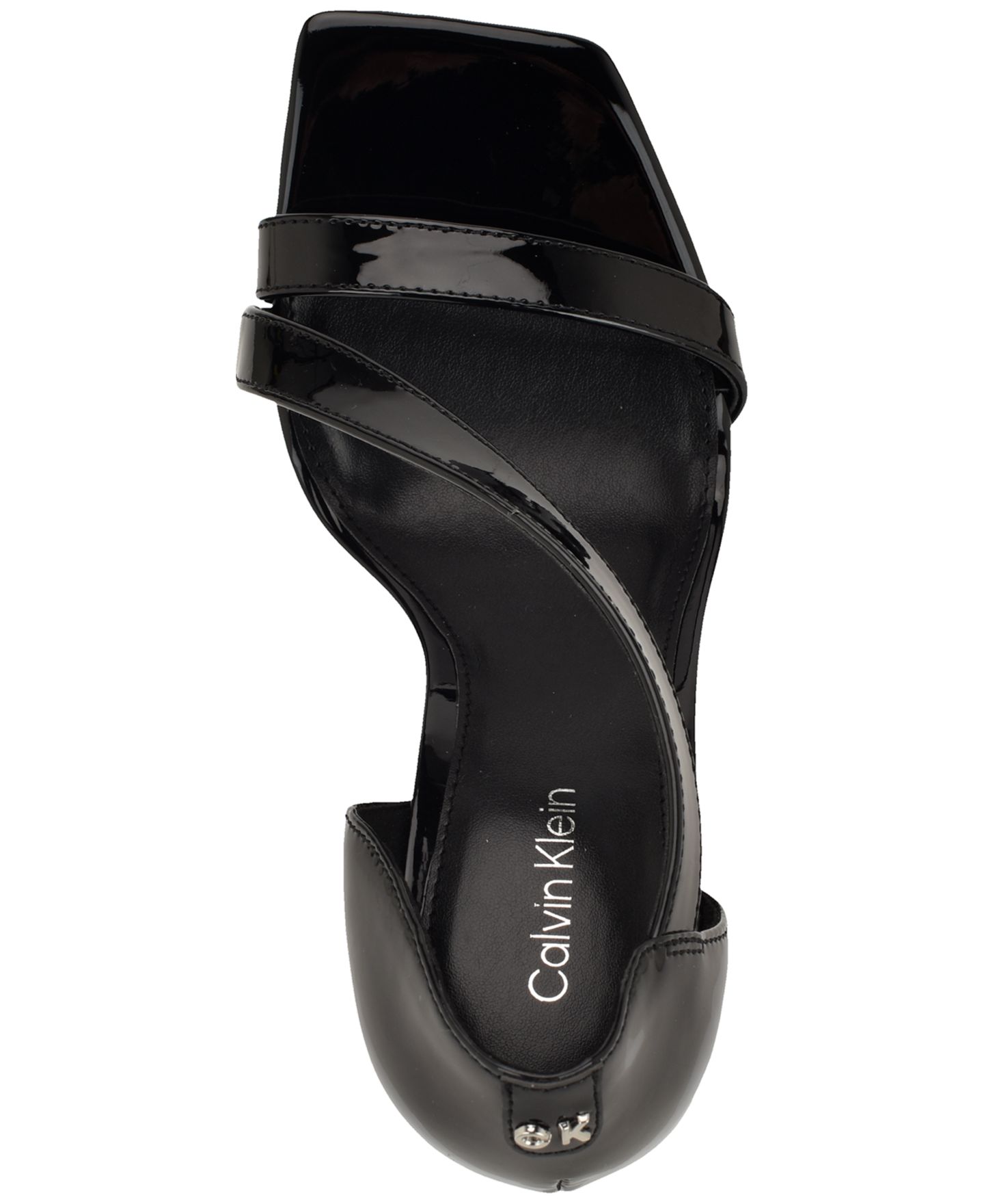 Женские сандалии Calvin Klein Tracy Asymmetrical Strap High Stiletto Dress Sandals, цвет: Чёрный лаковый — фото 4
