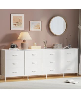 70 Inch Dresser for Bedroom, TV Stand, Wide Chest of Drawer with Storage, Charging Station