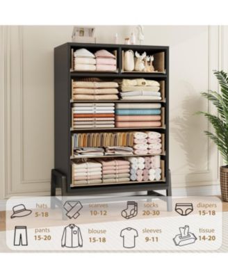 4+2 Dresser for Bedroom, 46.6 in Tall Dresser, Tall Drawer with Storage Freestanding, Wooden Closet Storage Chest for Living Room