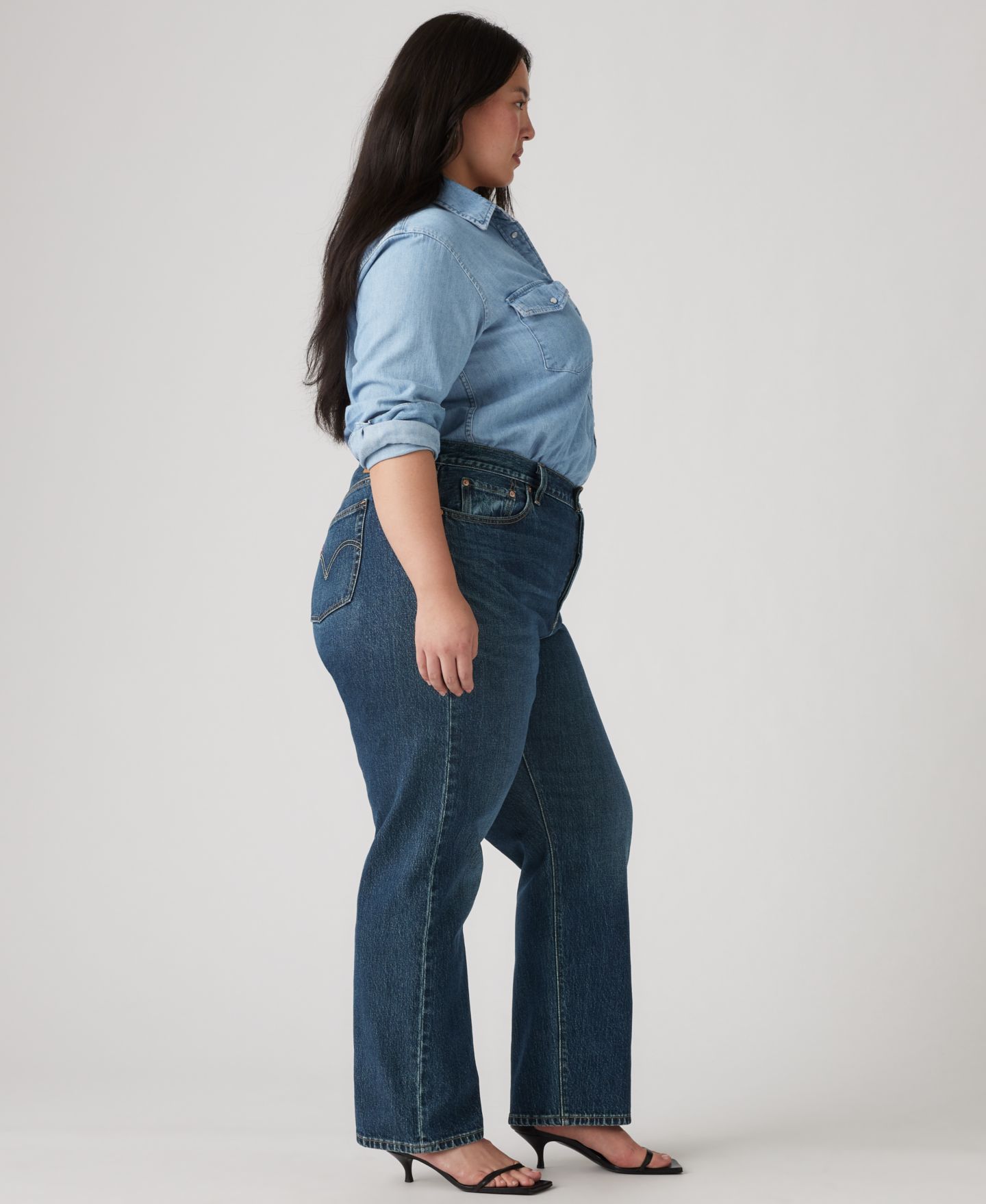 Женские джинсы Levi's Trendy Plus Size 501 Original-Fit Straight-Leg, цвет: Believe Not Plus — фото 3