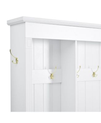 Elegant APP Controlled LED Hall Tree with Roman Column Design & Storage Bench