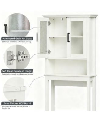 Adjustable Over the Bathroom Storage Shelf with Glass Doors