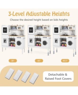 Kids Toy Kitchen Playset with Range Hood, Ice Maker & Telephone