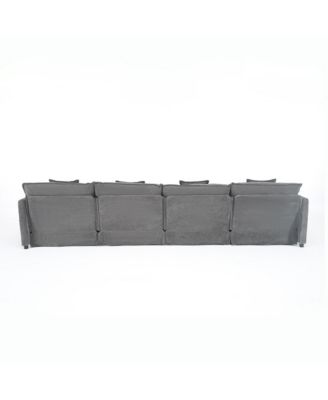 Modular Sectional Sofa, Oversized Deep Seat U Shaped Couch Set, 4-Seater Comfy Cloud Couches with Movable Ottomans, DIY Combination