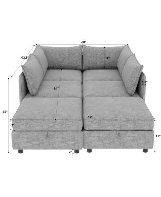 Modular Sectional Sofa with Storage and Sleeper Function