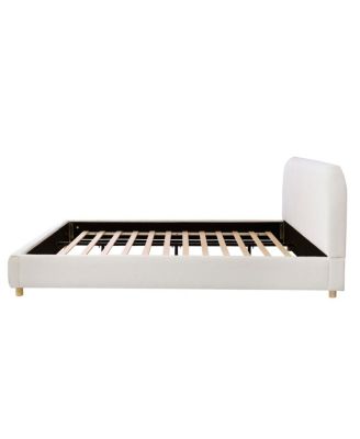 King Size Boucle Upholstered Bed, Curved Design