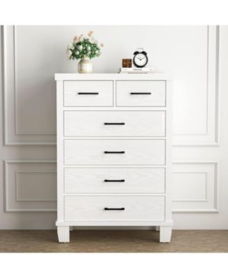 Dresser for Bedroom with 6 Drawers, 45" Tall & Chests of Drawers with Storage, Large Drawer Dresser for Closet Wooden Storage Cabinet