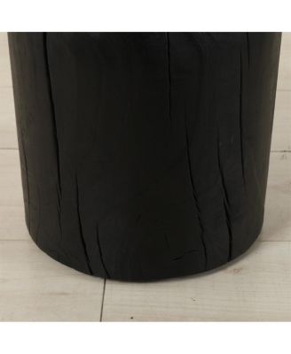 Solid Mango Wood Black Round Side End Table - 12.417.7 inch