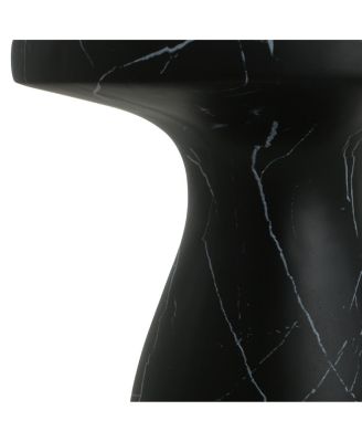 Outdoor Travertine Side Table, Black Marble Effect