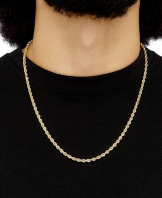 Hollow Rope Chain Necklace in 14k Yellow Gold
