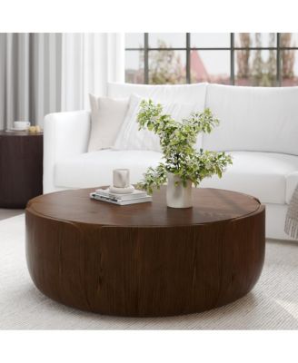 Streamdale Modern Wood Grain Drum Coffee Table