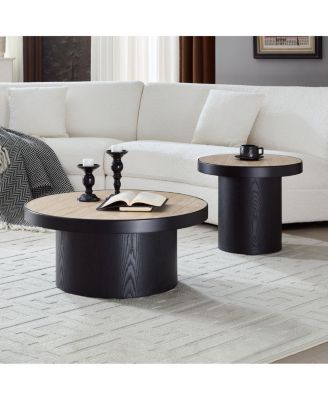 Streamdale Set of 2 Coffee Table, Round Sintered Stone Tabletop