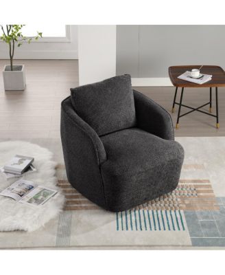 Boucle Upholstered Swivel Accent Barrel Chair & Round Sofa Chair