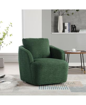 Boucle Upholstered Swivel Accent Barrel Chair & Round Sofa Chair
