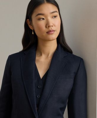 Women's Single-Button Notch Lapel Twill Blazer