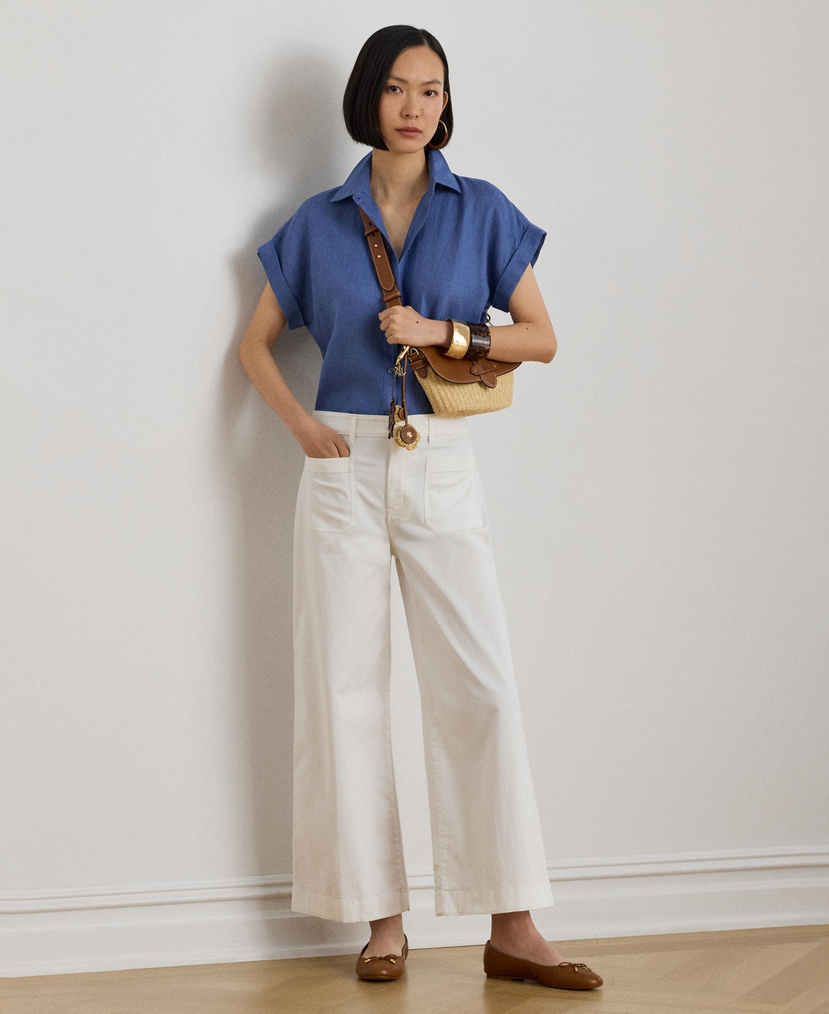 Lauren Ralph Dolman-Sleeve 100% Linen Shirt