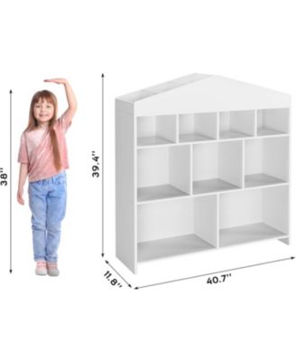 9-Cubby Kids Bookshelf –  Wooden Toy Storage Organizer, Toddler Bookcase and Playhouse Cabinet Shelf for Boys and Girls
