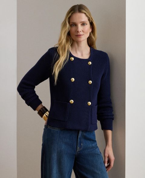 Женские свитеры Lauren Ralph Lauren Women's Double-Breasted Crewneck Sweater Jacket