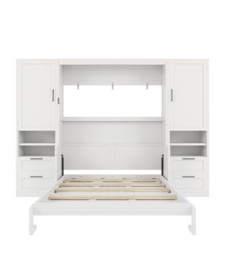 Queen Size Murphy Bed with Closet, Drawers & Shelves