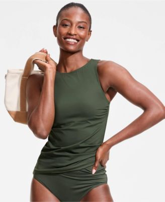 Women's High Neck UPF 50 Sun Protection Modest Tankini Swimsuit Top