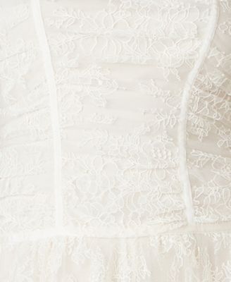 Ruched Chantilly Lace Drop Waist Peplum Maxi Dress