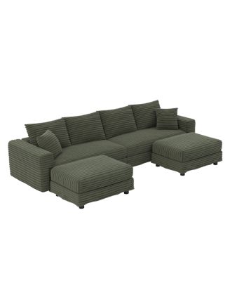 Streamdale 102" Plush Corduroy 4-Seat Sofa, Modern Comfy Upholstered Cloud Couch