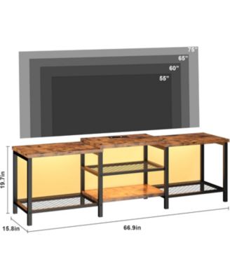 TV Stand to 75 Inch TV, Entertainment Center with Power Outlet,TV Media Console Table with 3-Tier Open Storage Shelves