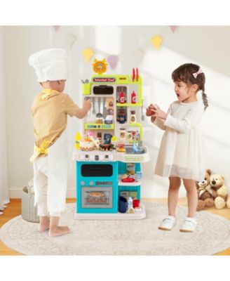 Pretend Play Kitchen Set for Kids with Lights and Sound Effects