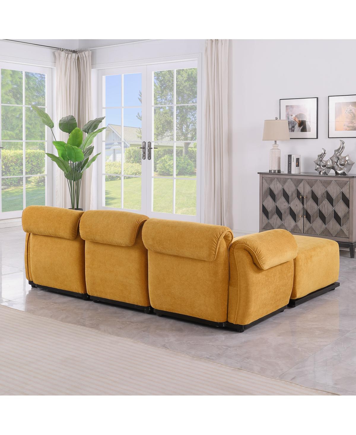 Streamdale Furniture 93" L chenille modular sofa with iron frame
