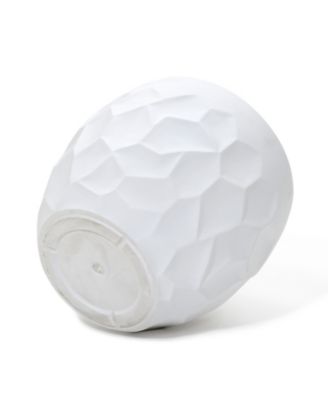 14.6-Inch Round White Geometric MgO Planter