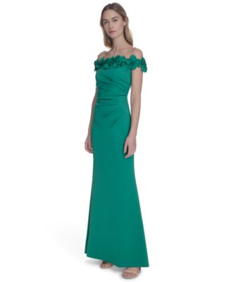 Petite Off-The-Shoulder Floor Length Gown