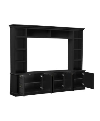 Modern TV Stand with Bookcase for TVs up to 70 inch, 3 Shelves