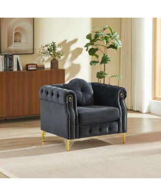 Streamdale Velvet Chesterfield sofa with copper stud detailing & tufted buttons