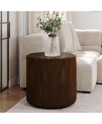 Modern Wood Grain Patio Garden Stool, Sturdy Waterproof, No-Assembly Table