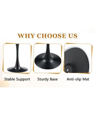 Streamdale Round Dining Table, 23.6" Tulip Table with Thickened Top & Metal Pedestal