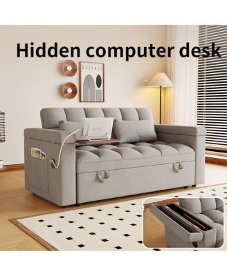 Streamdale 65-inch 3-in-1 Foldable Sofa Bed with Table, Storage Armrests & Adjustable Back