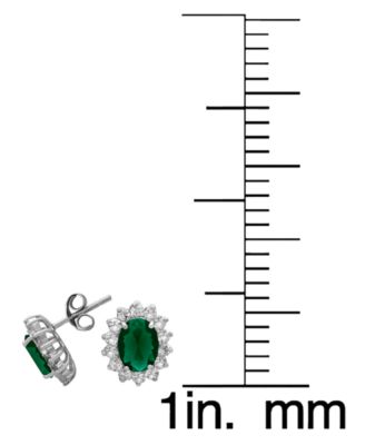 2-Pc. Lab Grown Emerald (2.04 ct. t.w.) and Lab Grown White Sapphire (2.2 ct. t.w.) Necklace and Earrings Set in Sterling Silver