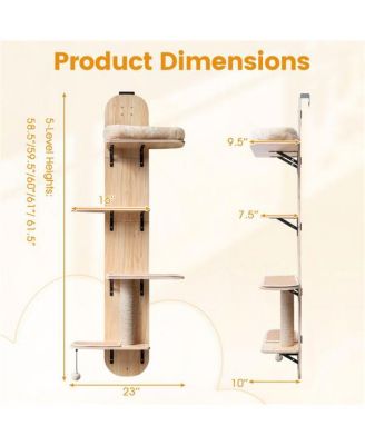 Height-Adjustable Door Cat Tree, 5-Level No-Drill Climber for Apartments