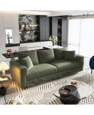 82.7" Plush Corduroy 3-Seat Sofa, Modern Comfy Upholstered Cloud Couch