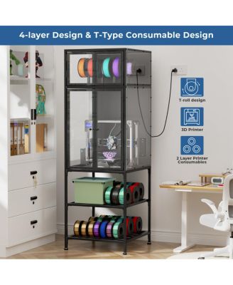  3D Printer Cabinet with Filament Storage Rack & Noise-Reducing Design