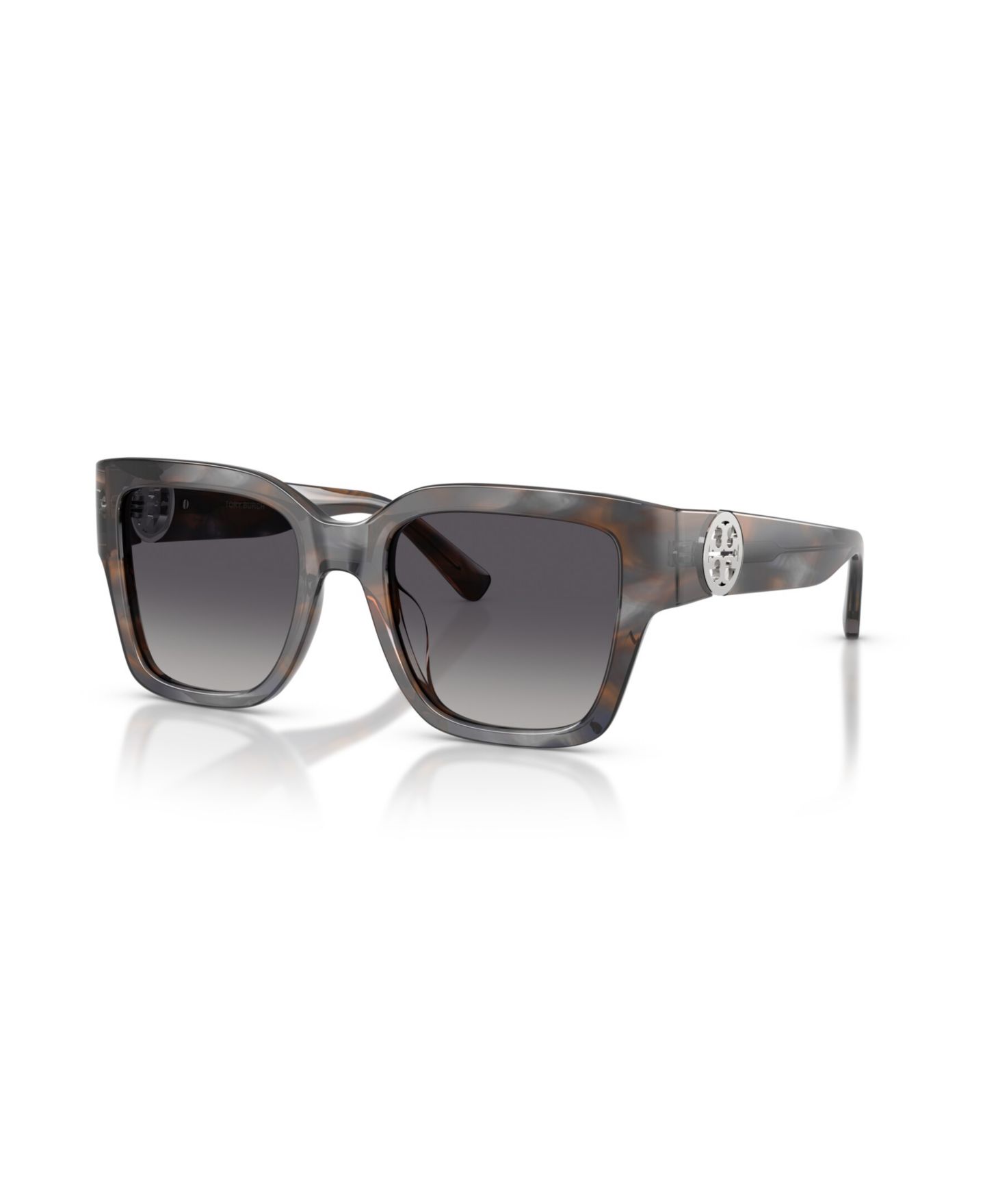 Женские солнцезащитные очки Tory Burch Square Polarized Sunglasses, TY7228U, цвет: Синий дымчатый черепаховый — фото 1