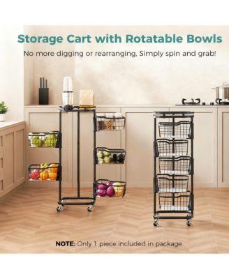 5-Tier Rotating Storage Cart for Kitchen & Pantry