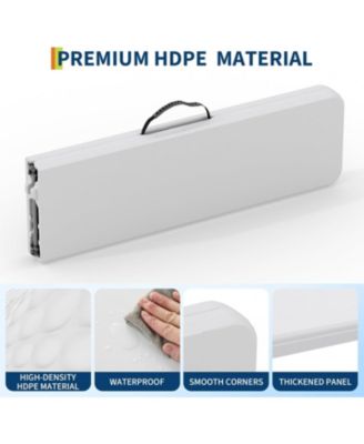 Portable Folding Bench 6 Foot 2 Pack, Plastic Foldable Bench with Carrying Handle for Outdoor Picnic, Camping, Party and Sports Activities