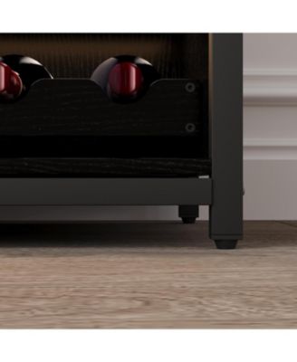 3-Tier Wine Bar Cabinet with LED Detachable Wine Rack and Storage Space Buffet Cabinet with Glass Holder and Mesh Door