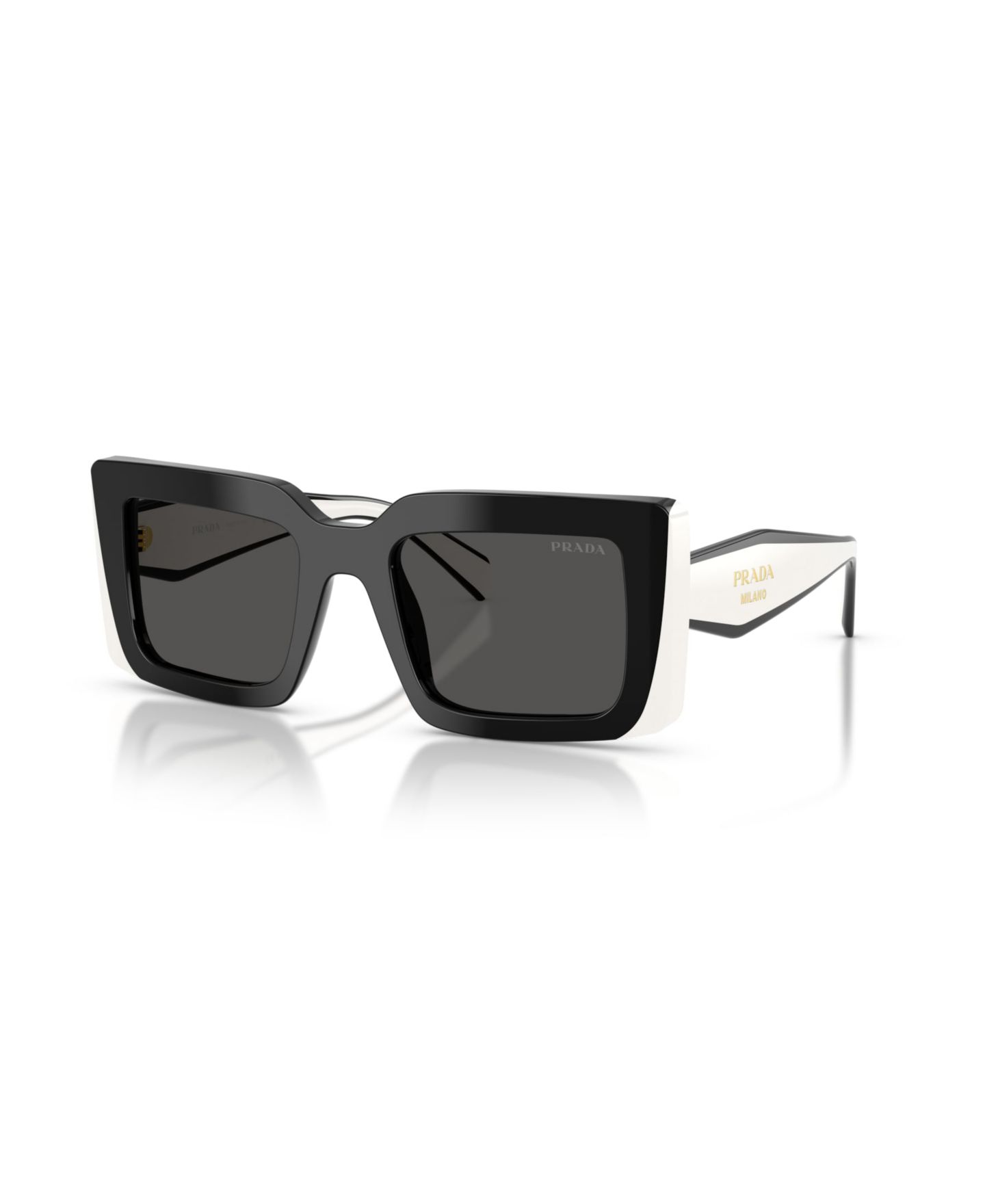 Женские солнцезащитные очки PRADA Rectangle Sunglasses, PR D01S, цвет: Чёрный — фото 1