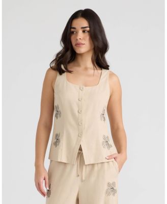 Women's Button Front Embroidered Vest