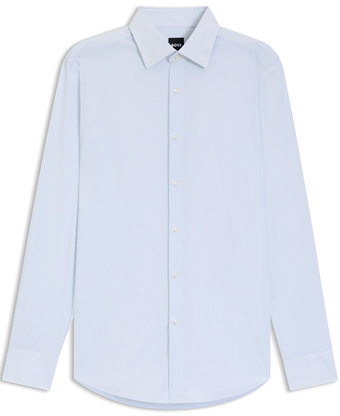 Мужская рубашка Hugo Boss Striped Performance-Stretch Slim-Fit Dress Shirt, цвет: Синий — фото 3