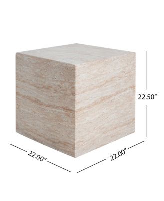 Outdoor/Indoor Square Travertine Lightweight Concrete Side Table